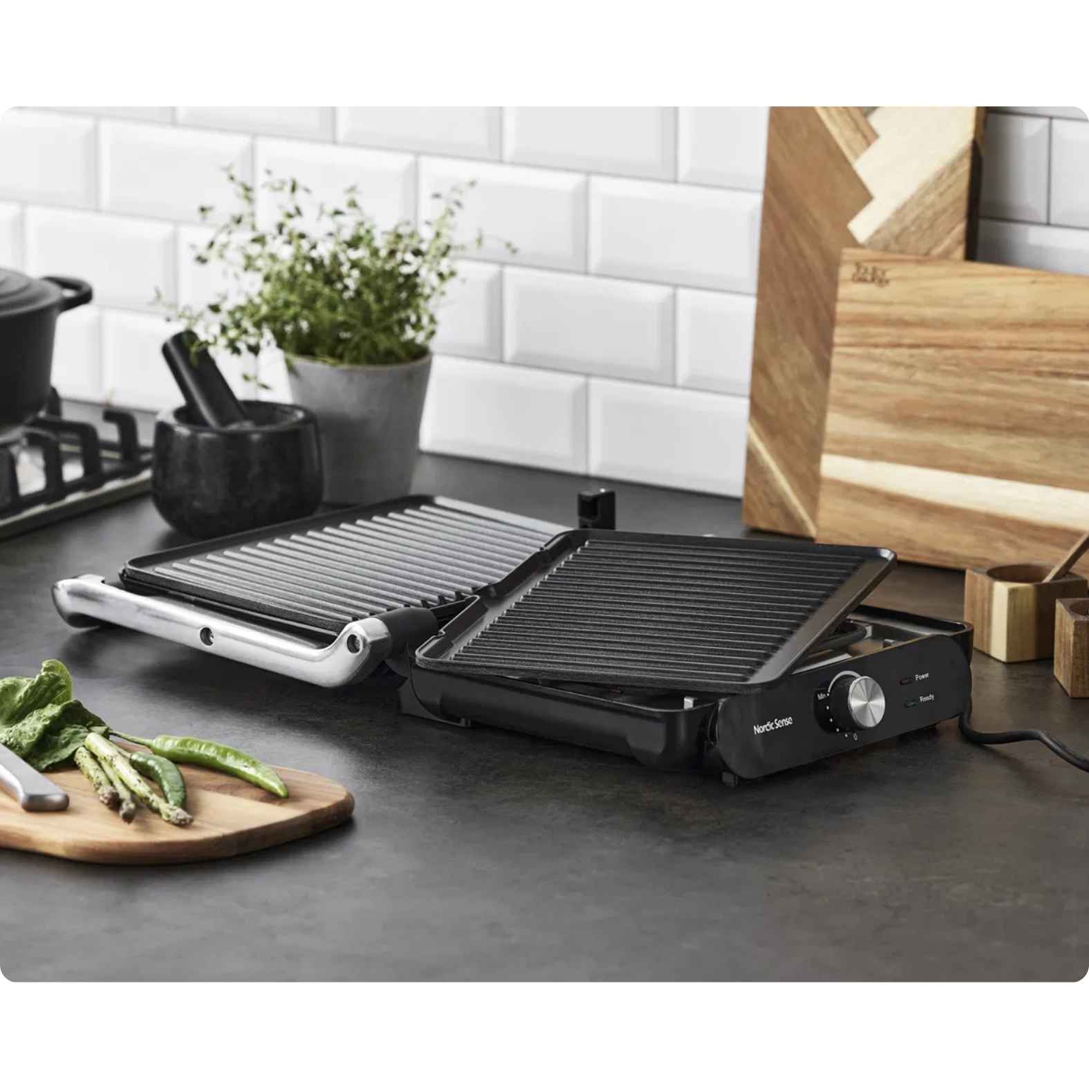 Nordic Sense Paninigrill aft. plader 2000 watt Sort